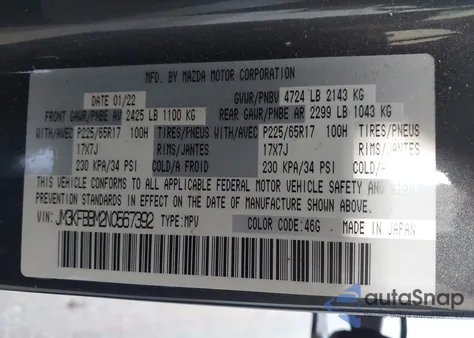 2022 Mazda Cx-5 2.5 S Select from USA, damaged, VIN JM3KFBBM2N0567392